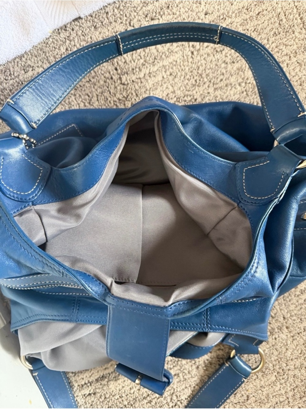 Coach Soho Pleated Leather Lynn Large Hobo Blue F15075 - Picture 8 of 16